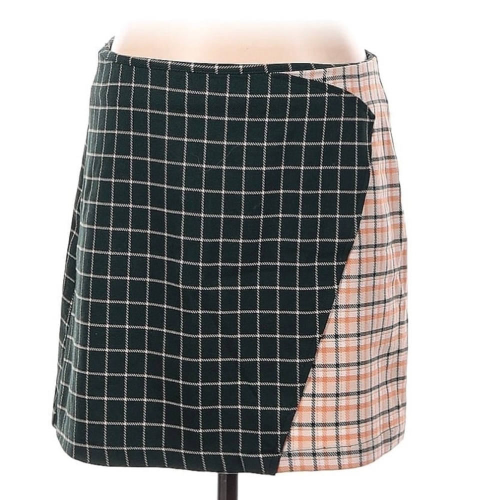 Urban Outfitters green and beige plaid skirt